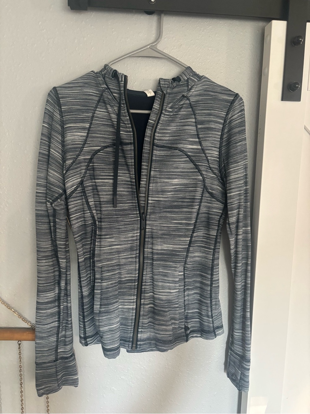 Women's Lululemon Gray Striped Define Zip-Up Hooded Active Jacket